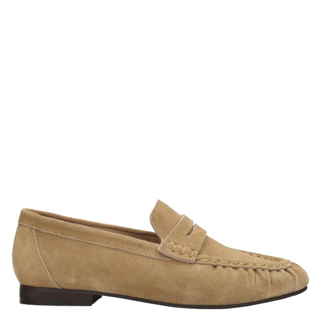 Beige dames Poelman Sammy suède loafers