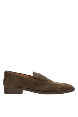 suède loafers donkerbruin