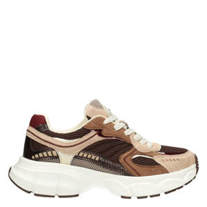 Lise imitatieleren leren sneakers bruin met combinatie