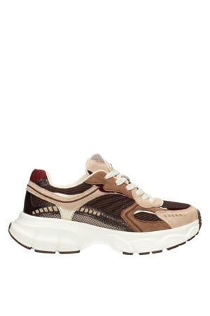 Lise imitatieleren leren sneakers bruin met combinatie