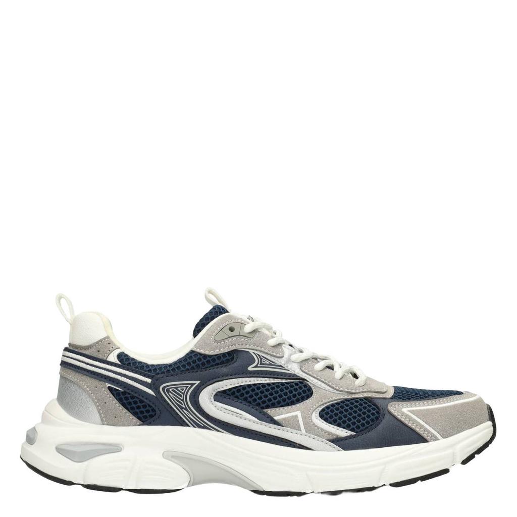 Blauw en grijze heren Poelman Dex leren sneakers met veters