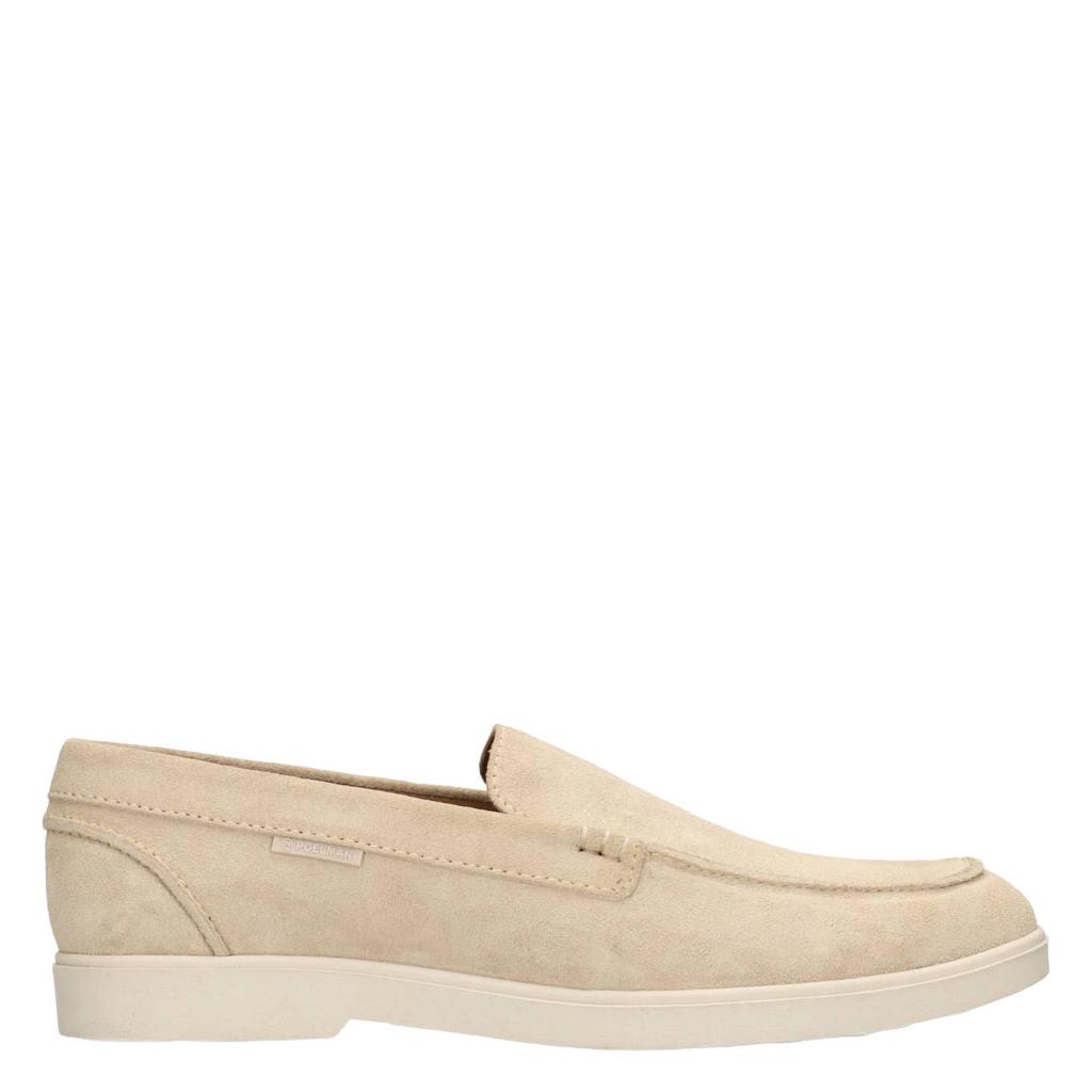 Beige heren Poelman suède loafers van leer