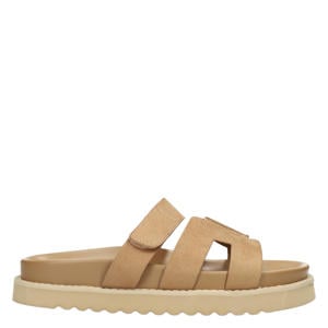 Scottie leren slippers beige
