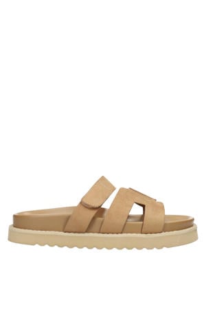 Scottie leren slippers beige