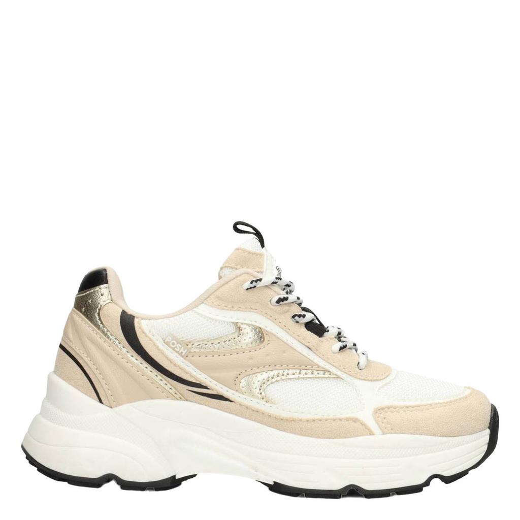 Beige en witte meisjes POSH by Poelman sneakers van imitatieleer/imitatiesude met veters