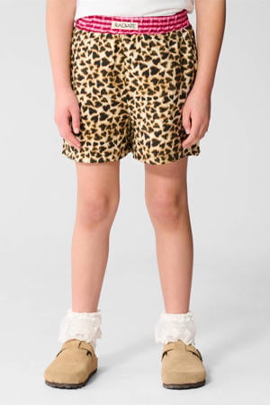 high waist casual short met panterprint bruin