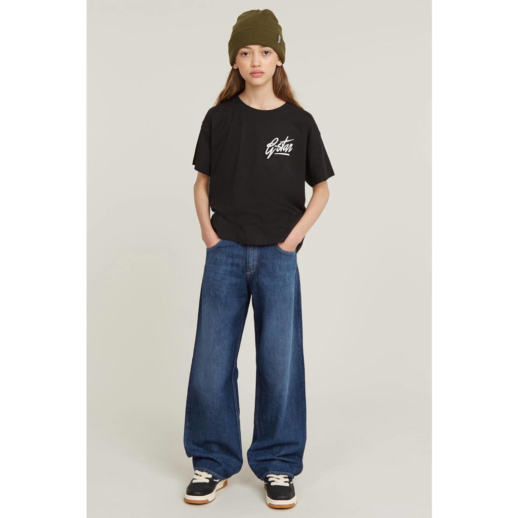 Medium blue denim meisjes G-STAR loose fit jeans van denim met regular waist en effen