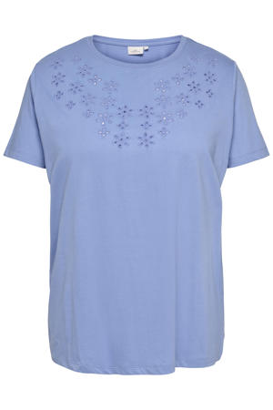 T-shirt broderie lichtblauw