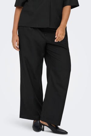 straight leg broek Plus Size met linnen - zwart