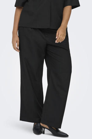 straight leg broek Plus Size met linnen - zwart