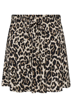 regular waist casual short met panterprint bruin
