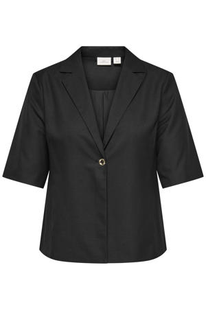 Carbaia 2/4 Linen Bl Blazer Tlr Plus Size - zwart