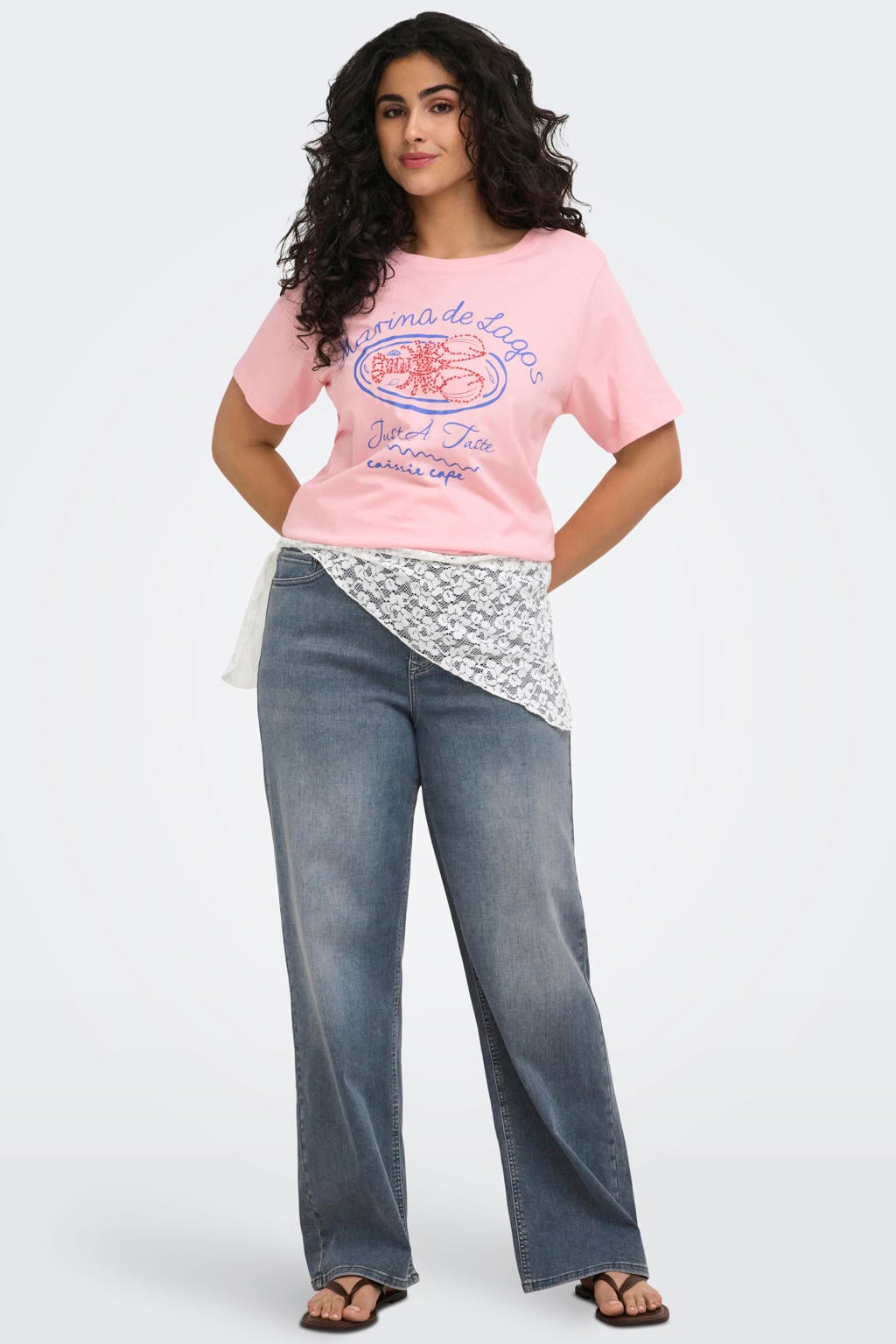 ONLY CARMAKOMA T-shirt lichtroze