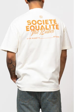 oversized T-shirt met backprint ecru