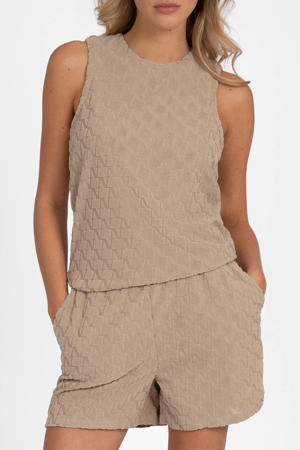 top met textuur beige