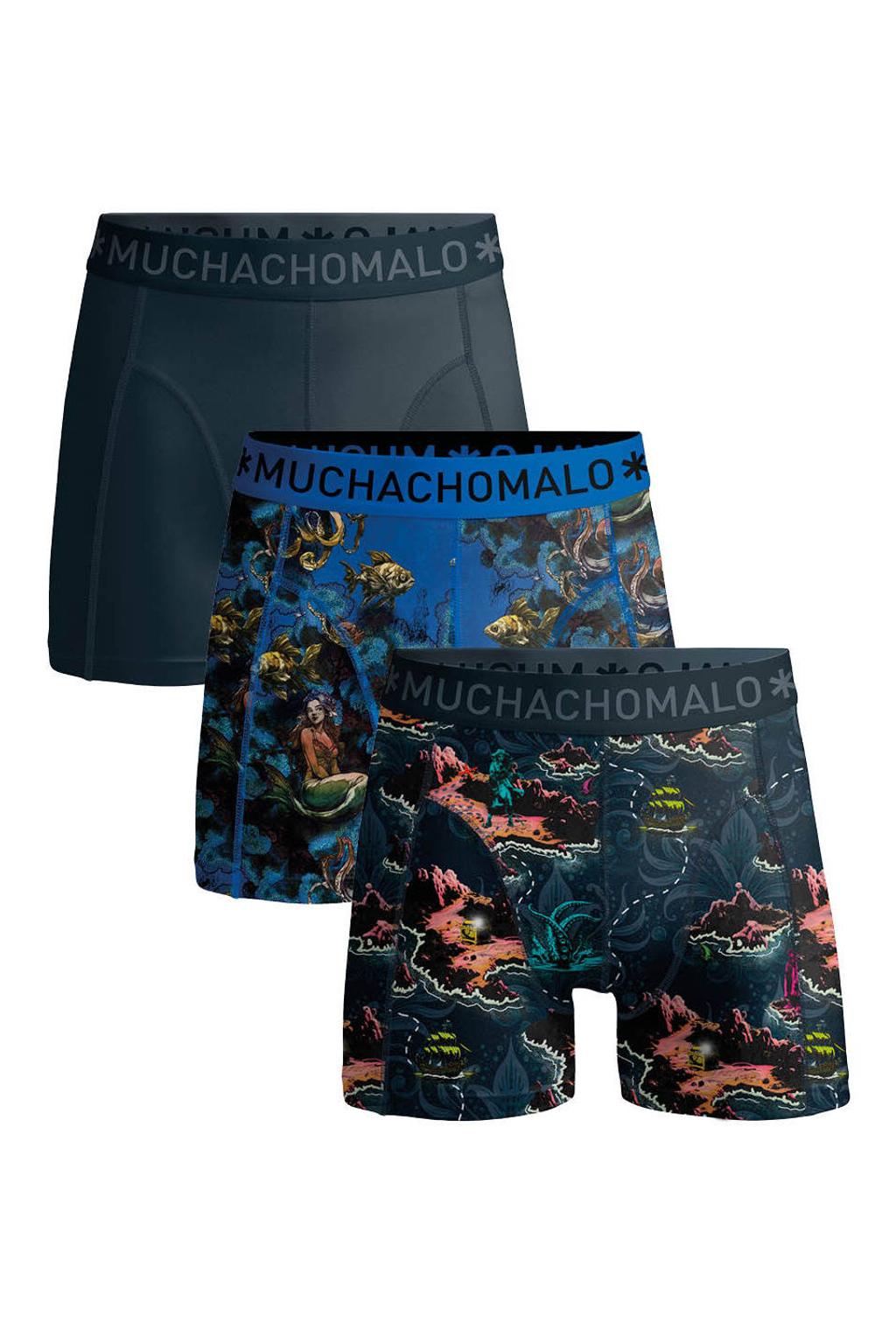 Muchachomalo boxershorts - blauw/zwart (set van 3)
