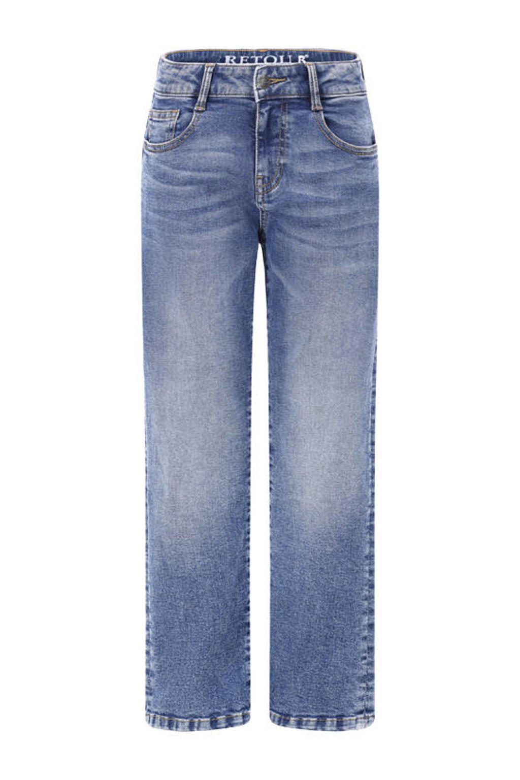 Medium blue denim jongens Retour Jeans loose fit jeans van stretchdenim met relaxed, regular waist en effen