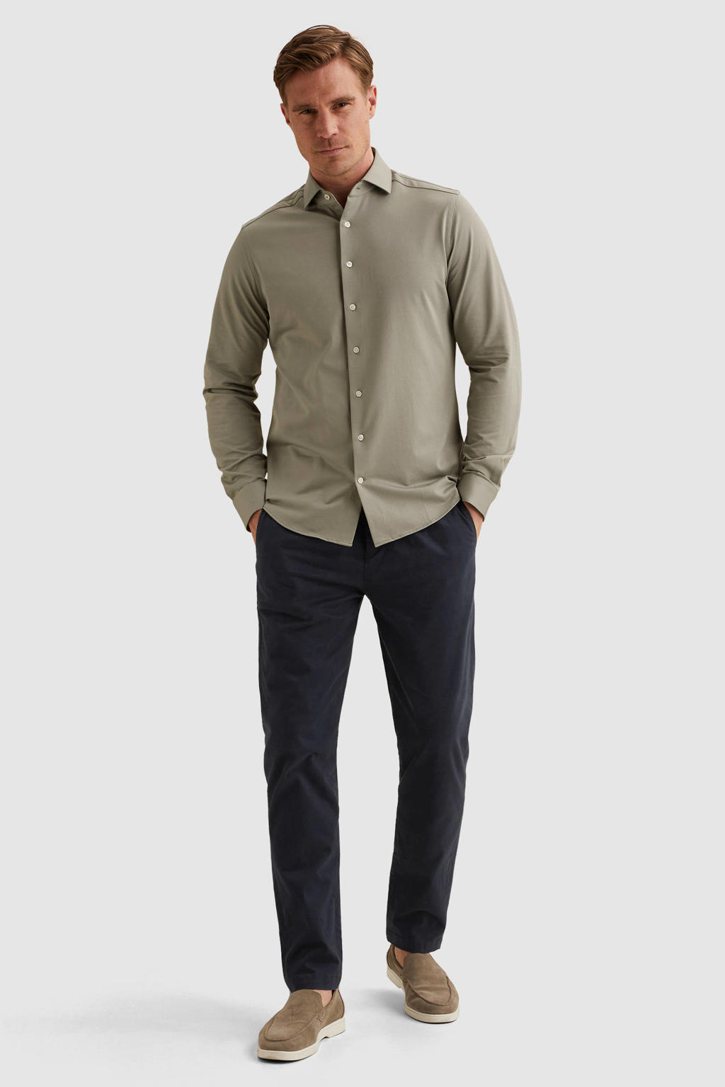 Vanguard jersey regular fit oxford overhemd - groen