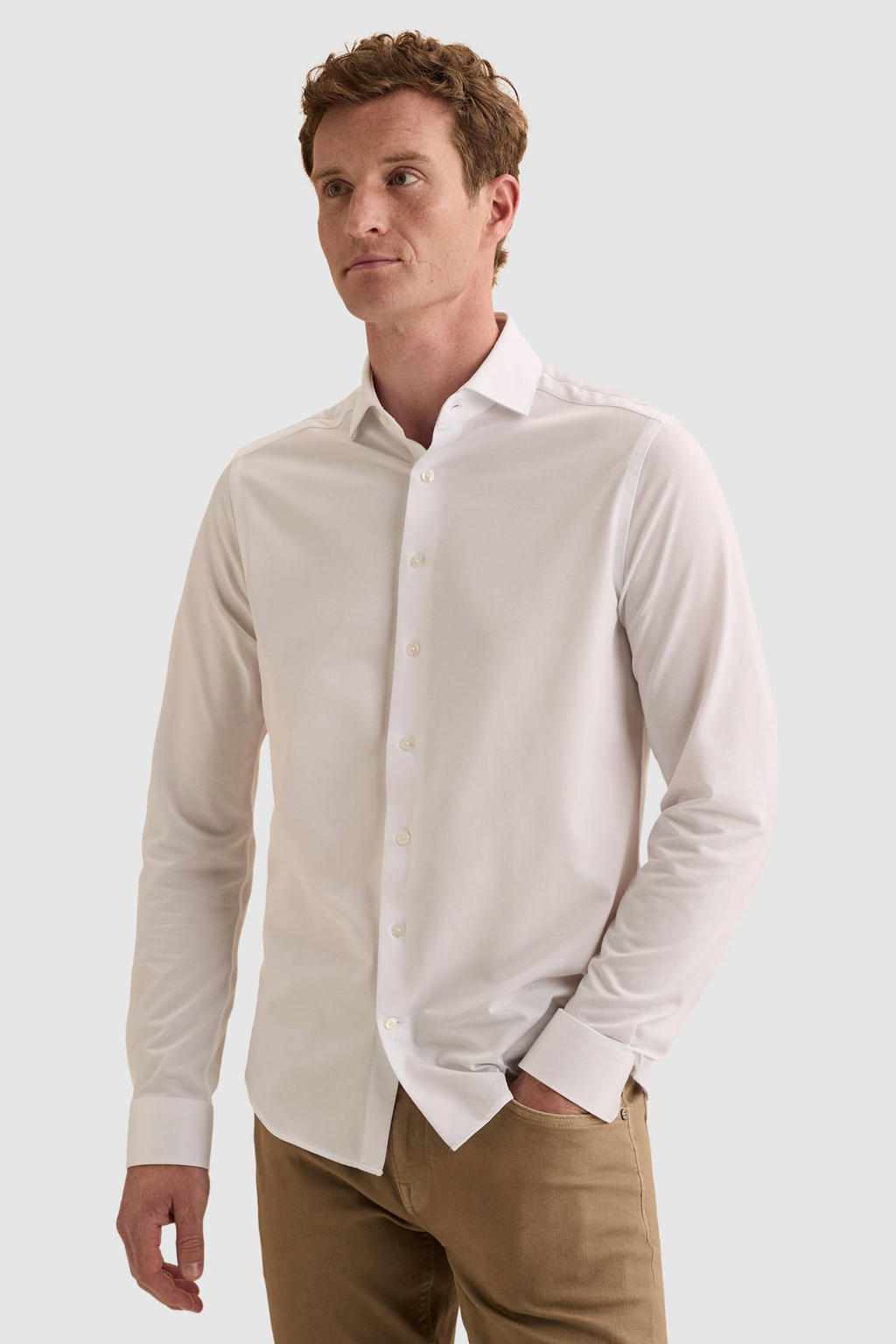 Vanguard jersey regular fit oxford overhemd - wit