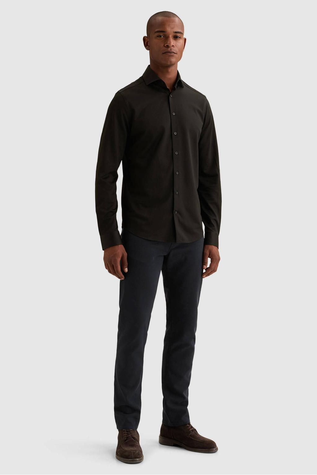 Vanguard Elevated Knit regular fit jersey oxford overhemd - zwart