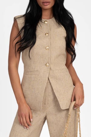 gilet met glitters - beige