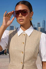 thumbnail: NIKKIE gilet met glitters - beige