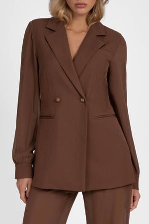 dubbelrijige blazer - bruin