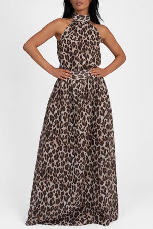 maxi rok met panterprint - bruin