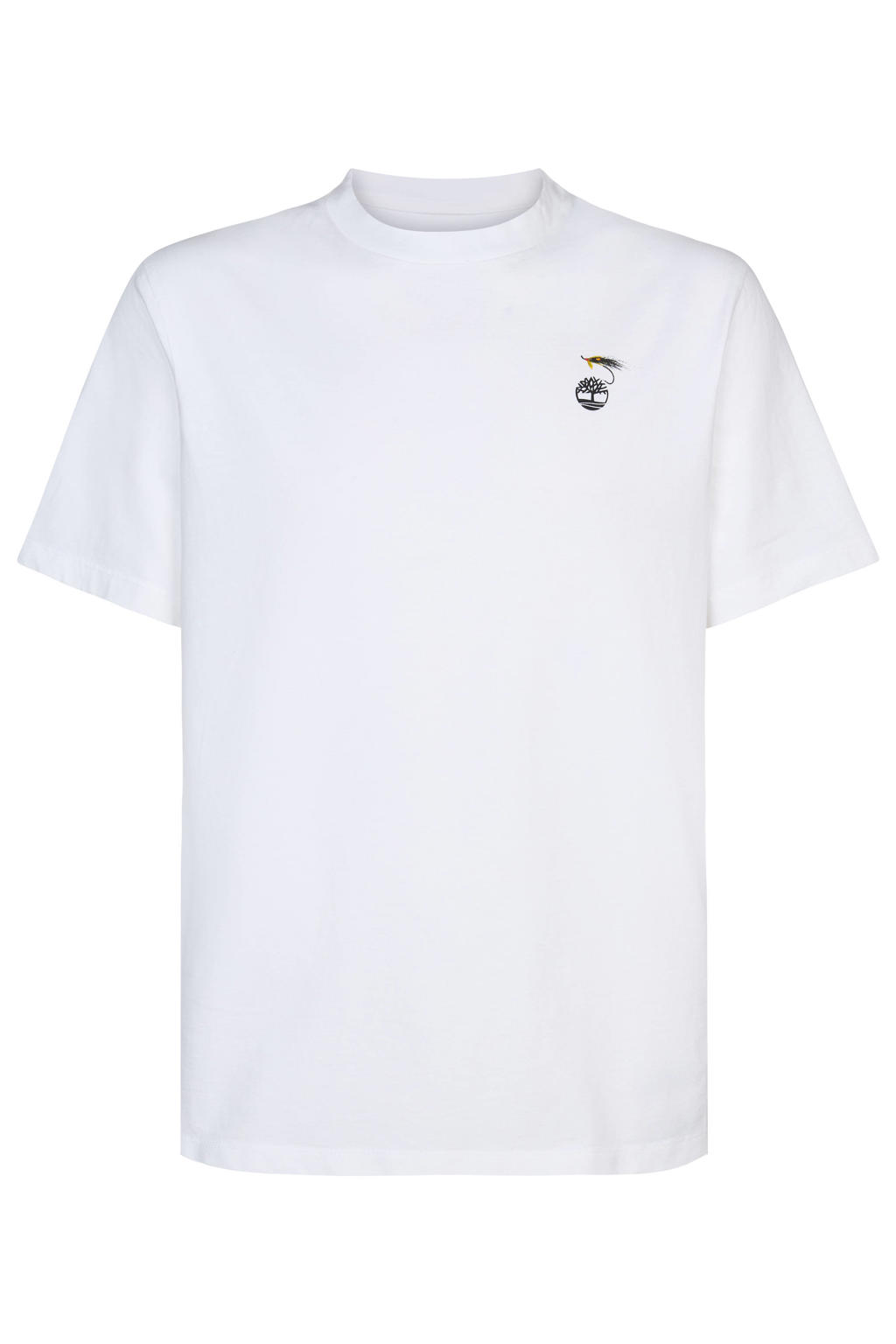 Witte heren Timberland regular T-shirt van katoen met backprint, korte mouwen en ronde hals