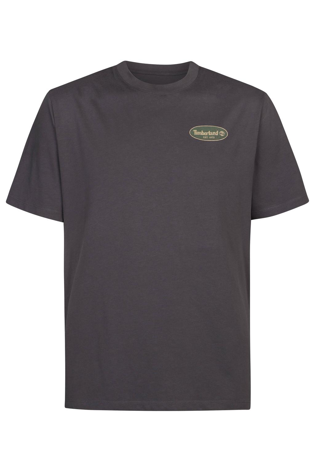 Grijze heren Timberland regular T-shirt van katoen met backprint, korte mouwen en ronde hals