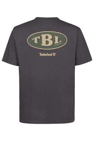 regular T-shirt met backprint grijs