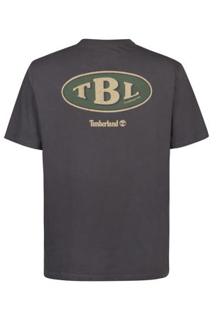regular T-shirt met backprint grijs