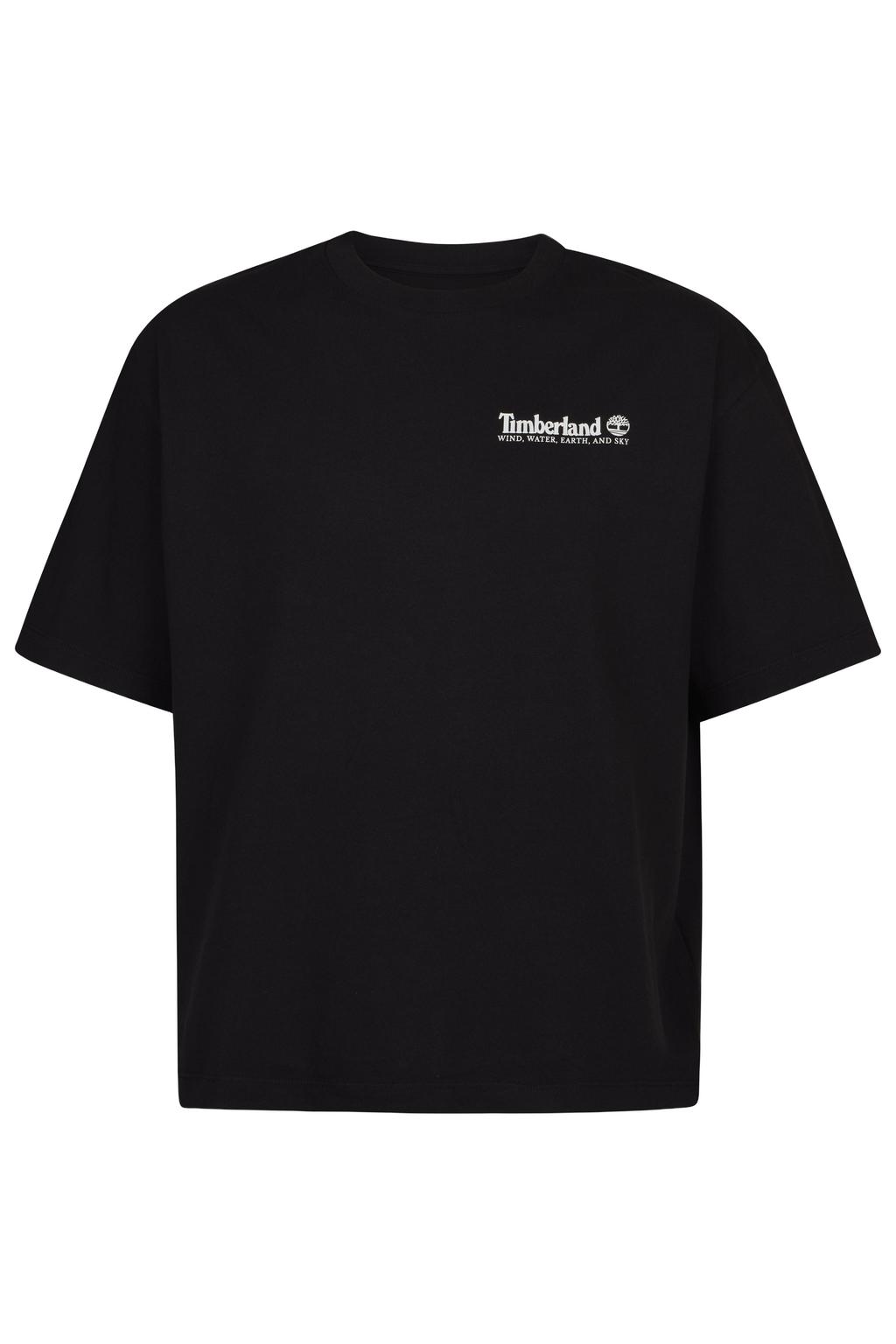 Zwarte heren Timberland T-shirt van katoen met backprint, korte mouwen en ronde hals