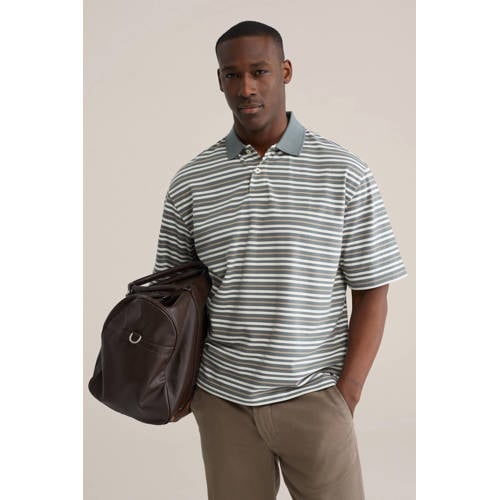 WE Fashion boxy gestreepte polo groen afbeelding