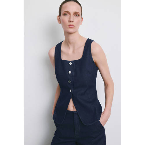 Mango gilet dark blue denim afbeelding