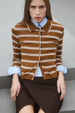 gestreepte vest bruin