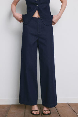 wide leg jeans dark blue denim