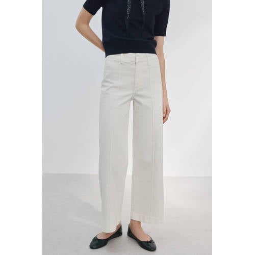 Mango wide leg jeans ecru afbeelding