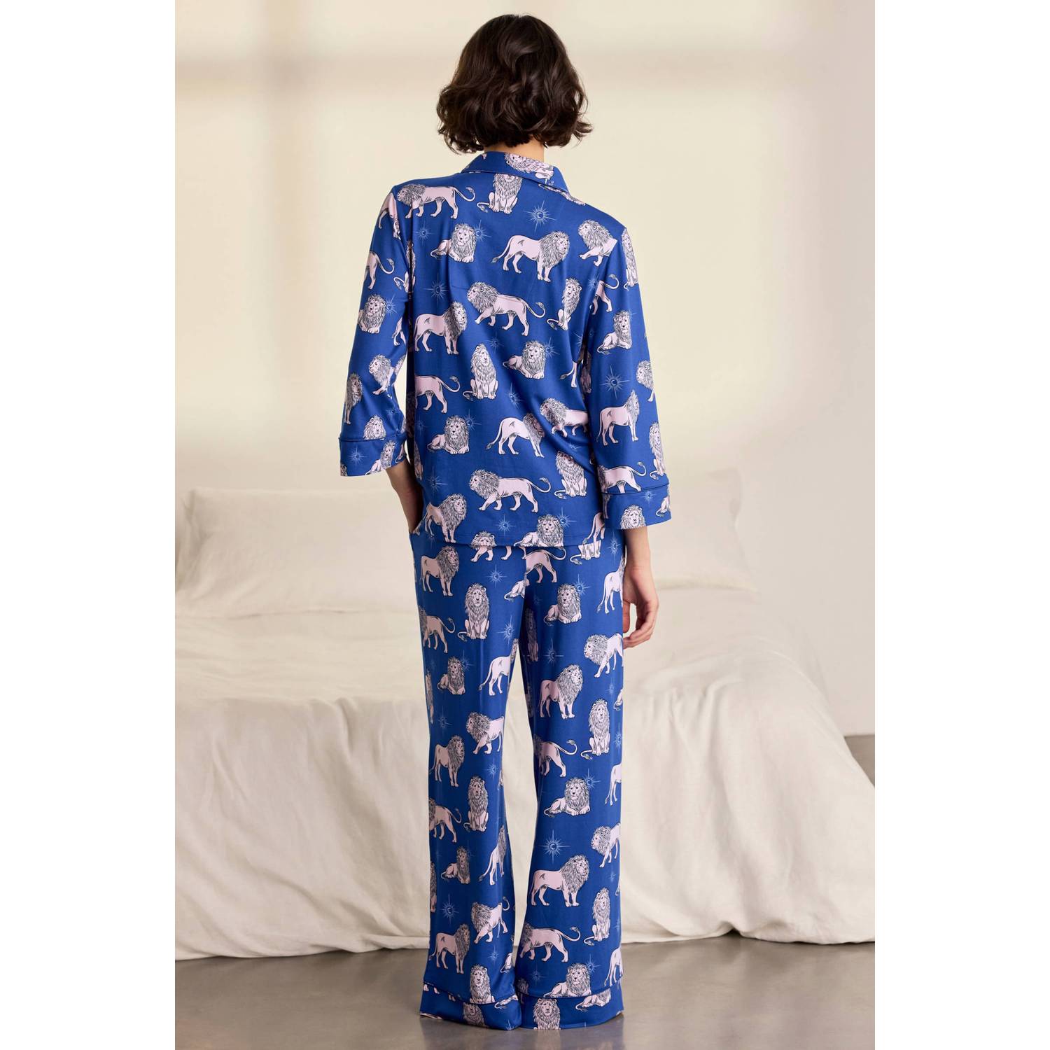 Chelsea Peers satijnlook pyjama set blauw
