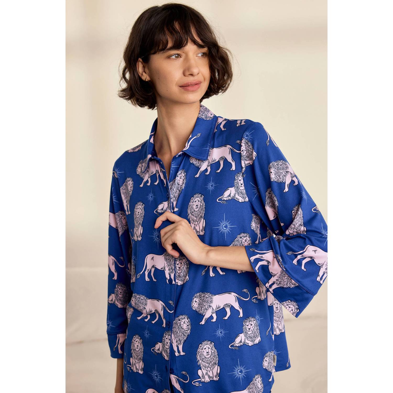 Chelsea Peers satijnlook pyjama set blauw