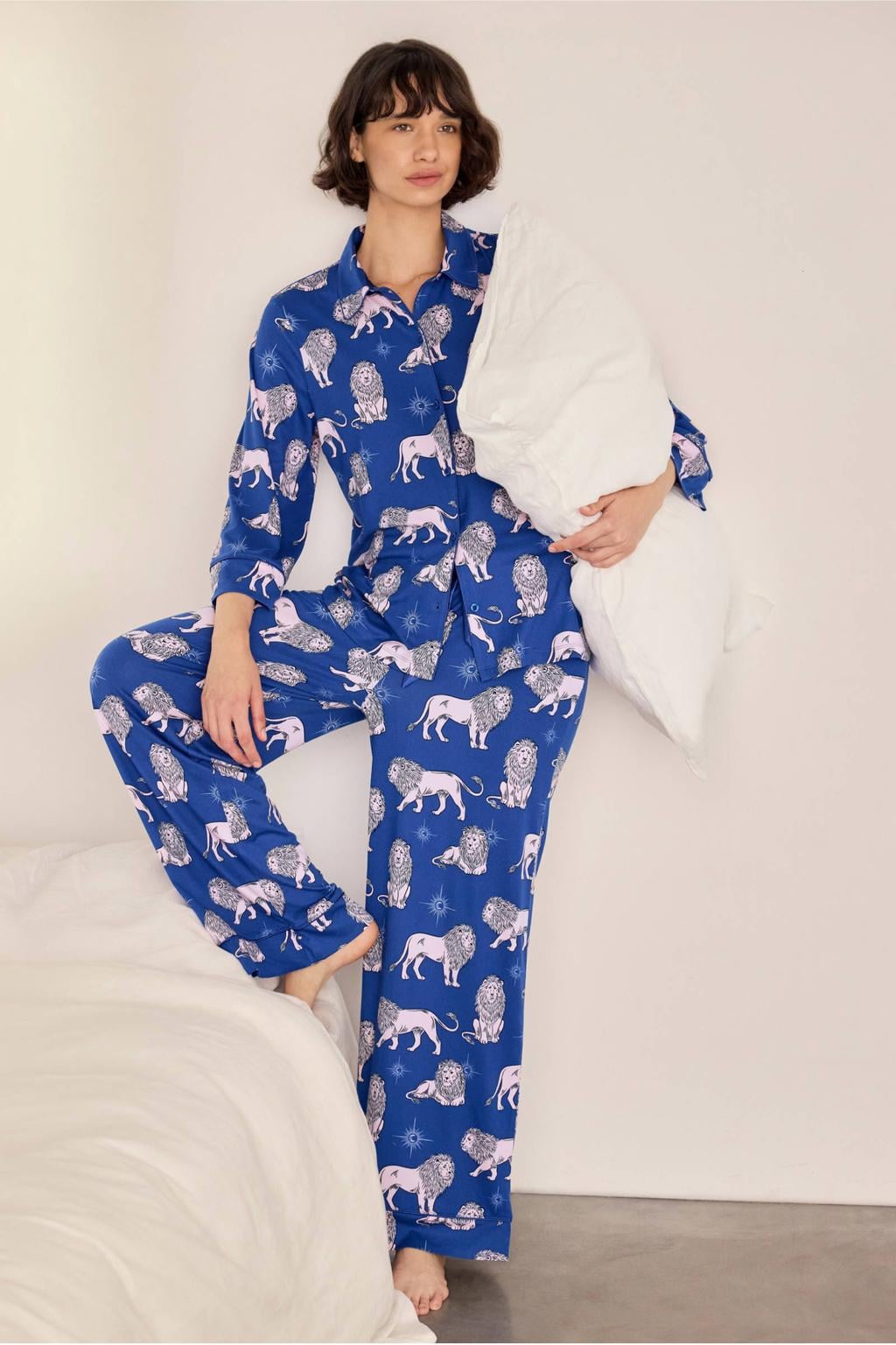 Chelsea Peers satijnlook pyjama set - blauw