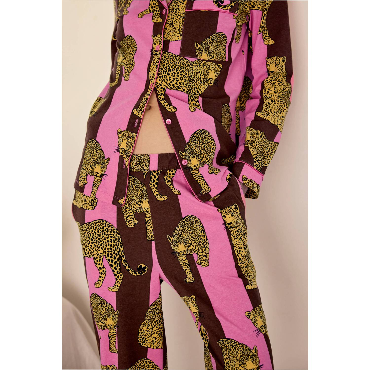 Chelsea Peers pyjama set roze donkerpaars groen