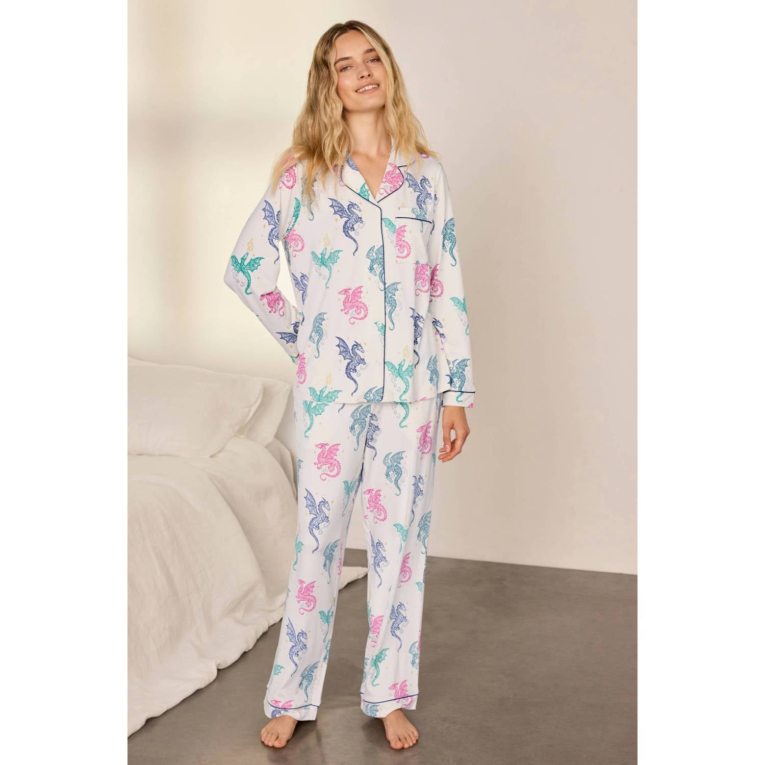 Chelsea Peers pyjama set beige multi
