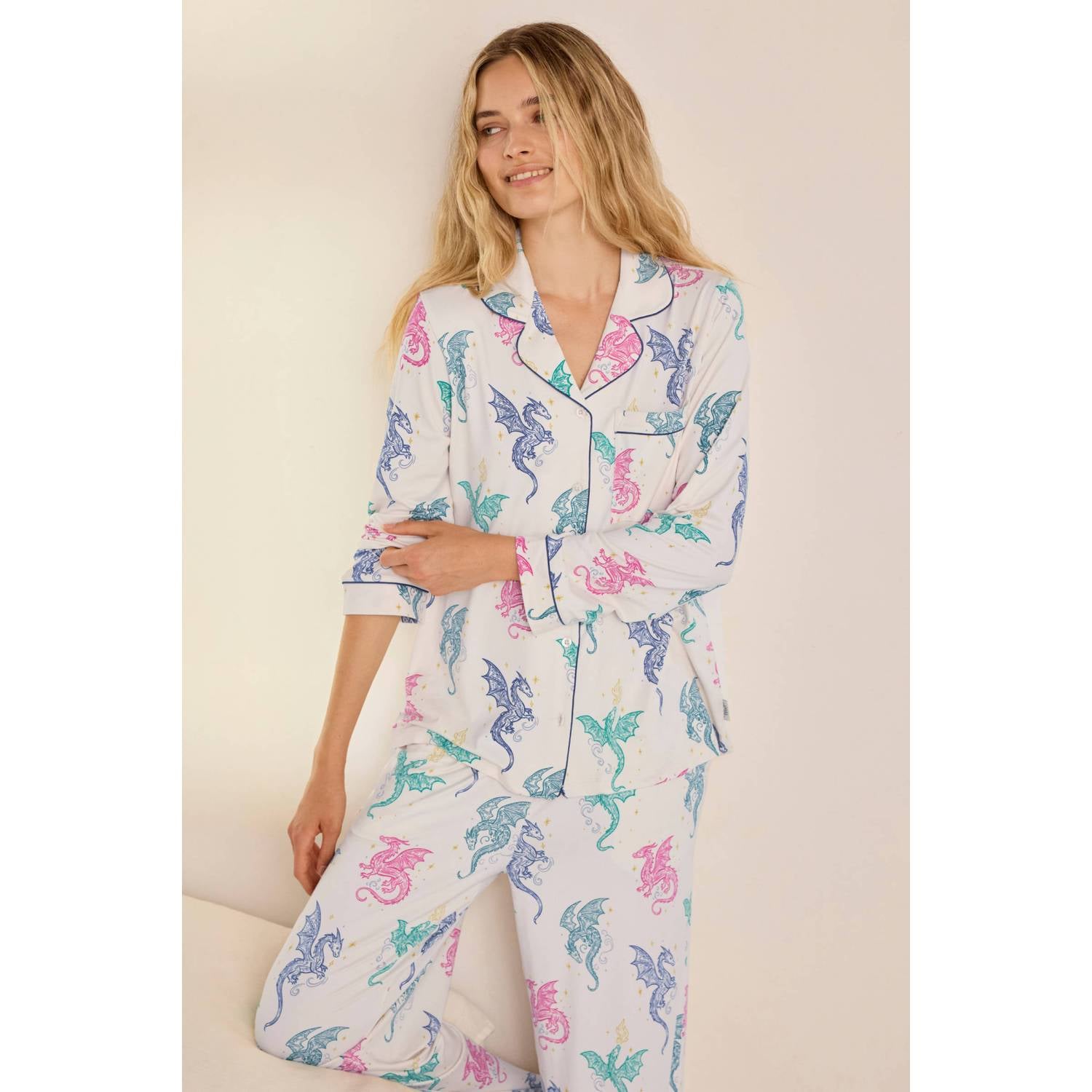 Chelsea Peers pyjama set beige multi