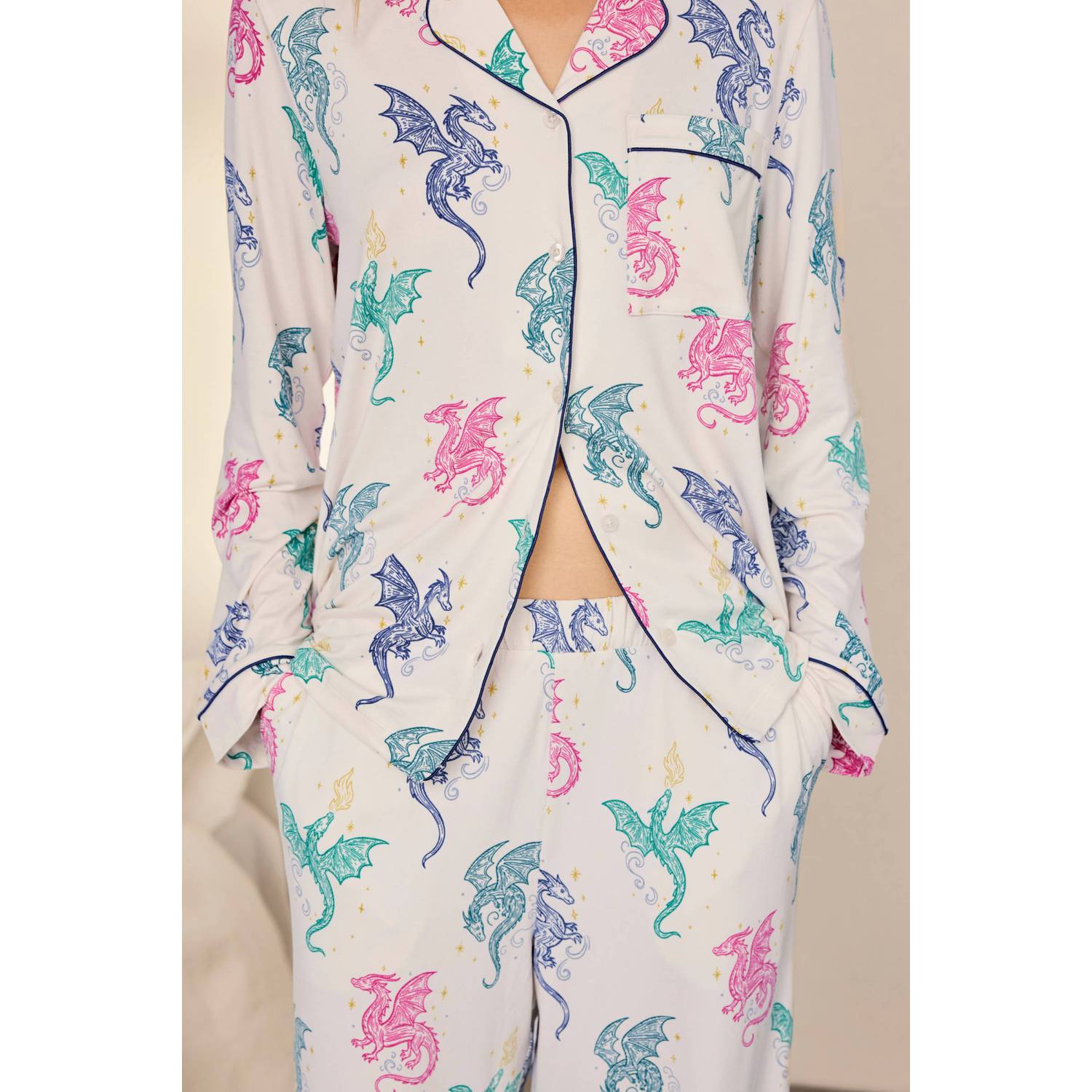 Chelsea Peers pyjama set beige multi