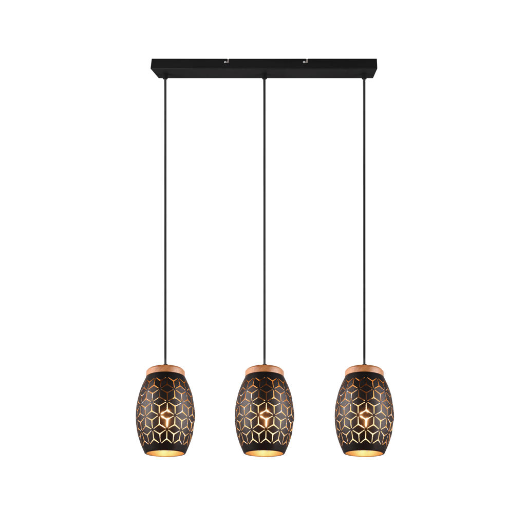 REALITY BIDAR - Hanglamp - Zwart-goud - excl. 3x E27 4 W