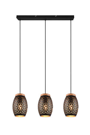 BIDAR - Hanglamp - Zwart-goud - excl. 3x E27 4 W  