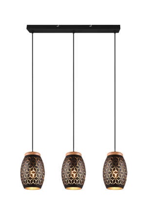 BIDAR - Hanglamp - Zwart-goud - excl. 3x E27 4 W