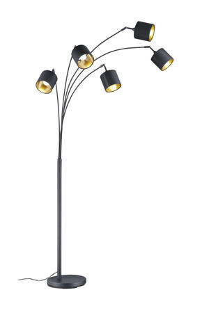 TOMMY - Vloerlamp - Zwart mat - excl. 5x E14 3,5 W