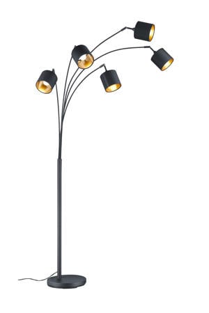 TOMMY - Vloerlamp - Zwart mat - excl. 5x E14 3,5 W